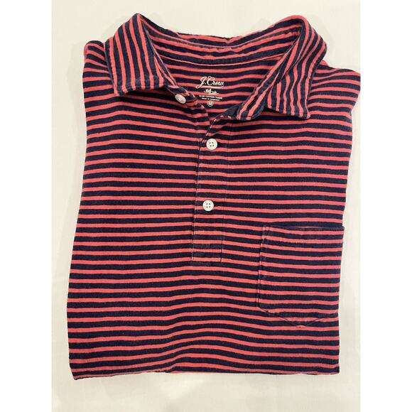 Men’s J Crew Navy & Orange Striped Polo Shirt Size Medium - Picture 4 of 4